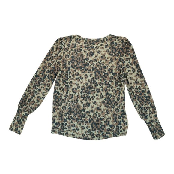 NWT C&C California Shirt Womens Sz M Brown Animal Print Twist Front Long Sleeve - Picture 2 of 5